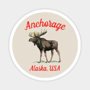 Anchorage Alaska Moose Retro Vintage Weathered Magnet